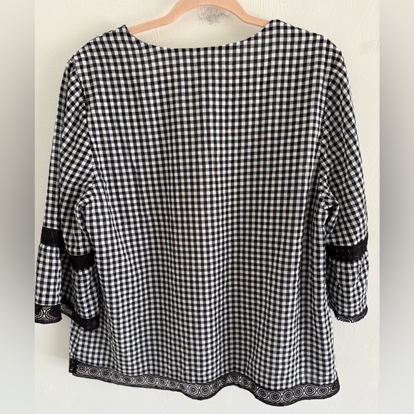 Chico's Black and White Gingham Women's Top - Picture 6 of 10